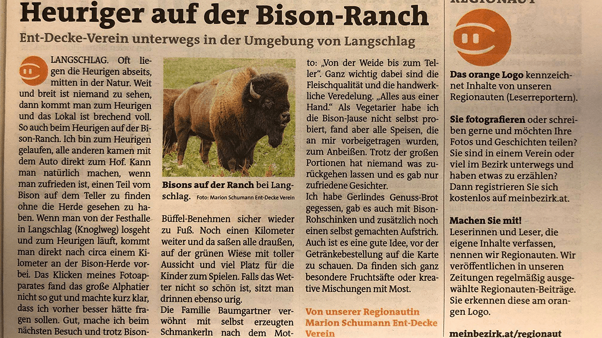 Heuriger auf der Bison Ranch